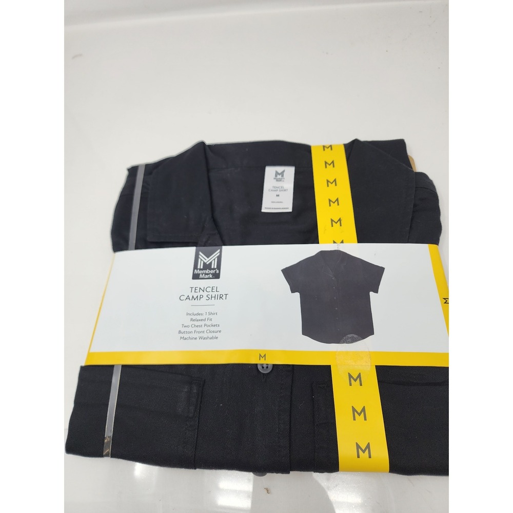 Member's Mark Womens Tencel Camp Shirt Black Lyocell Relaxed Size Medium